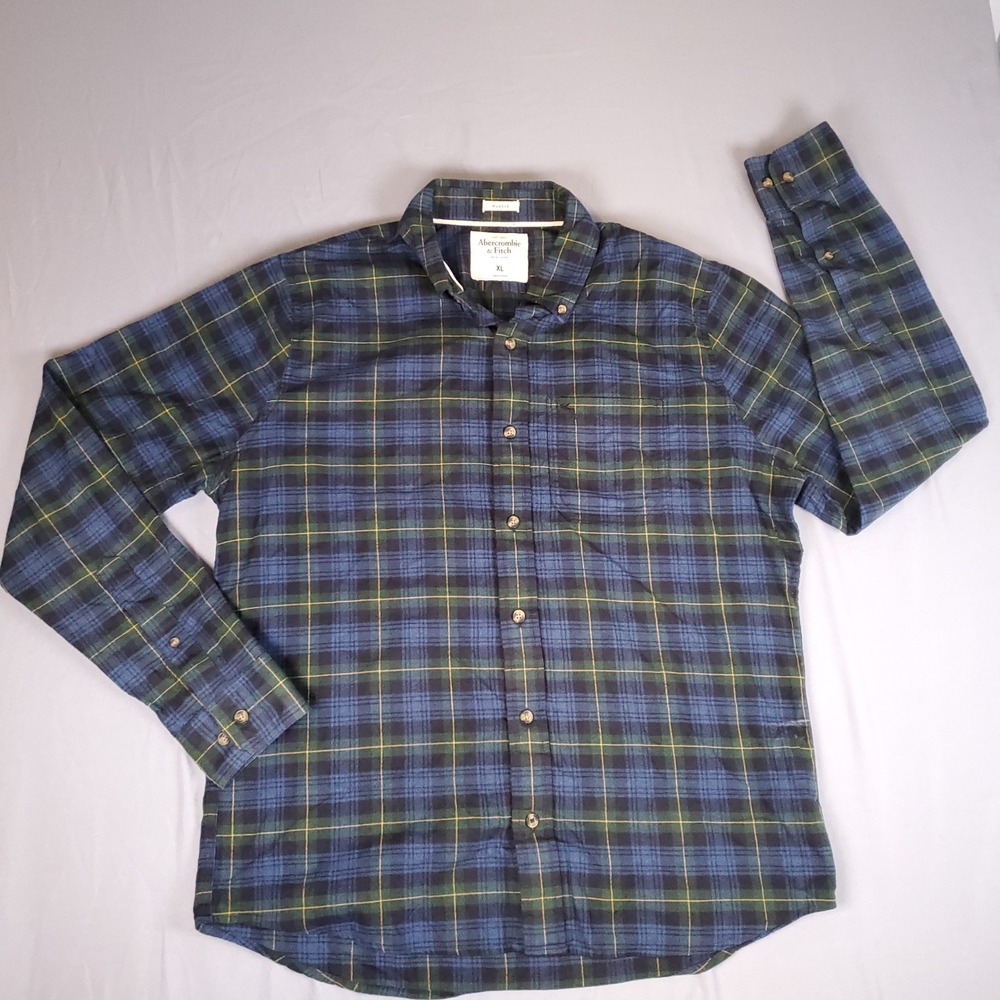 Abercrombie & Fitch Mens XL Blackwatch Tartan Plaid Muscle Fit Button Down Shirt
